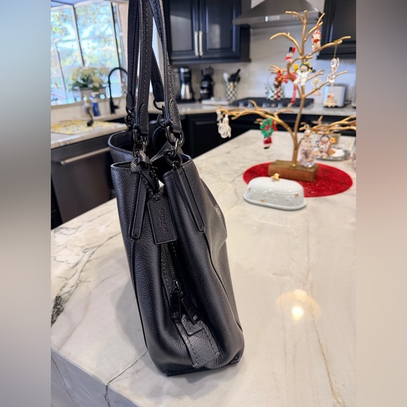 Coach Elegant Charcoal grey metallic Leather Tote Bag - Picture 5 of 9
